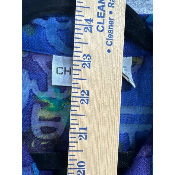 Chicos Womens Size 12 Button-Down Shirt Blue Multicolor Floral Chicos size 2 - Picture 4 of 6